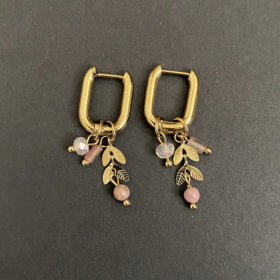 AROS ARGOLLA DIJES ROSADOS | BAÑO ORO 2