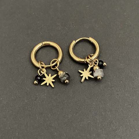 AROS ARGOLLA DIJES NEGROS | BAÑO ORO