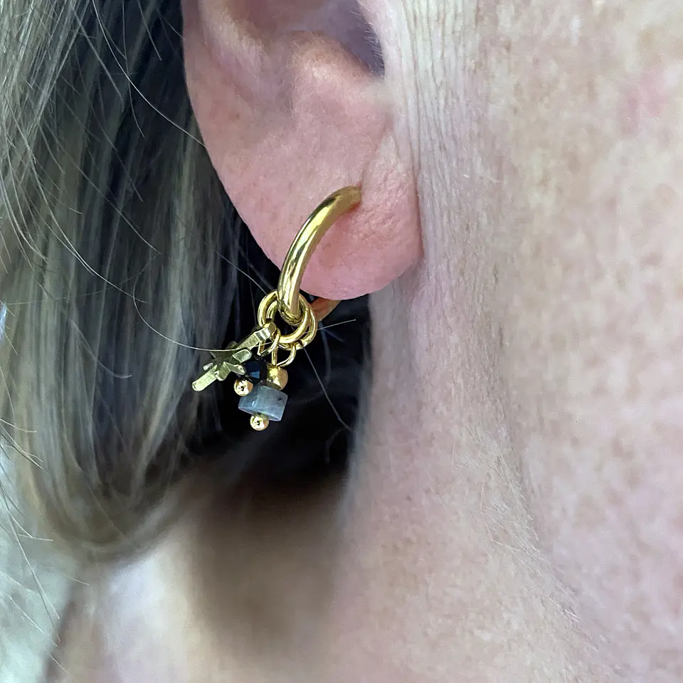 AROS ARGOLLA DIJES NEGROS | BAÑO ORO 2