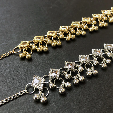 TOBILLERAS INDI ROMBOS | SILVER Y GOLD