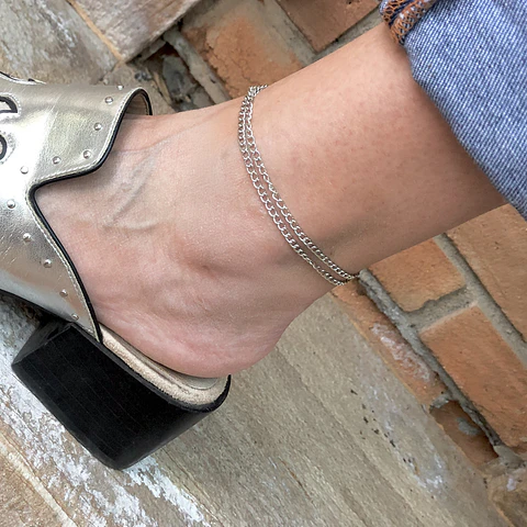 TOBILLERA CADENA DOBLE | SILVER