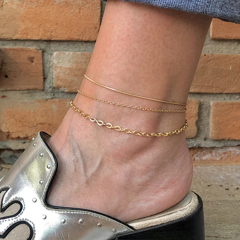 TOBILLERA CADENA SET 3 EN 1 | GOLD