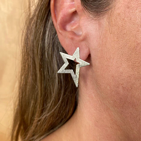 AROS ESTRELLA HUECA | BAÑO PLATA