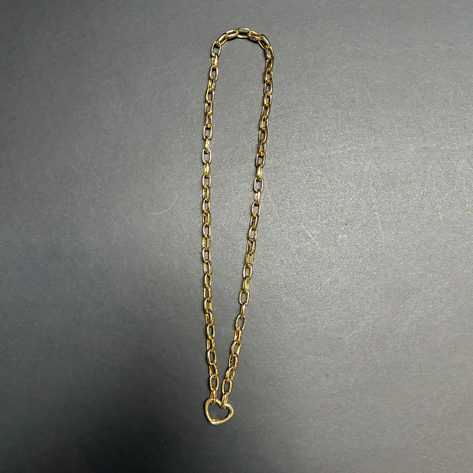 COLLAR CADENA GRUESA CONECTOR CORAZÓN | ENCHAPE ORO 2