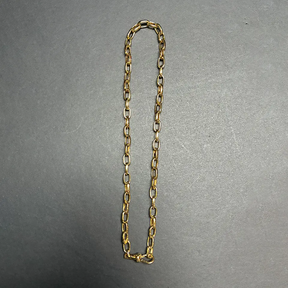 COLLAR CADENA GRUESA CONECTOR GOTA | ENCHAPE ORO 3