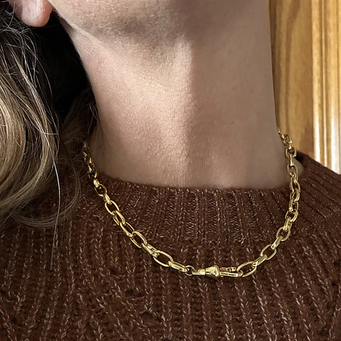 COLLAR CADENA GRUESA CONECTOR GOTA | ENCHAPE ORO