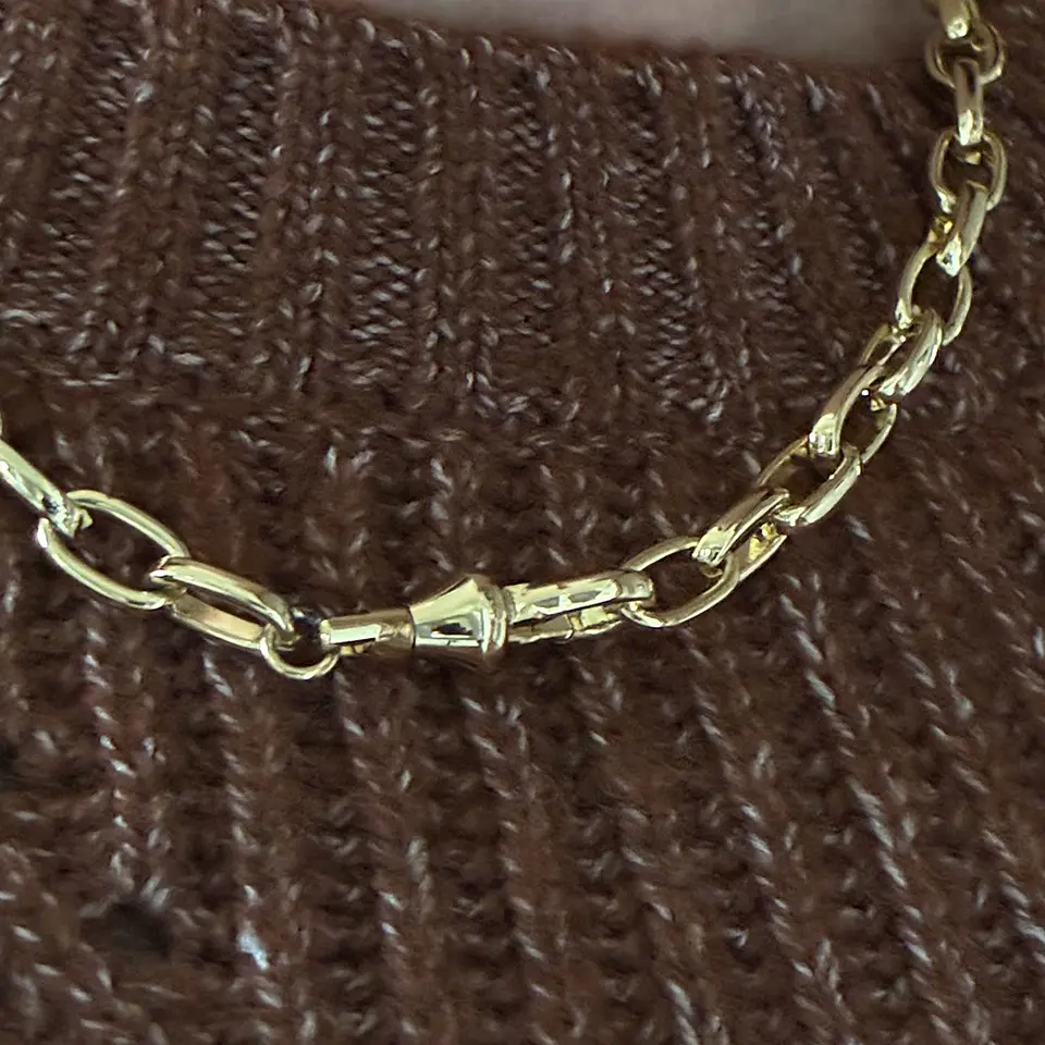 COLLAR CADENA GRUESA CONECTOR GOTA | ENCHAPE ORO 4