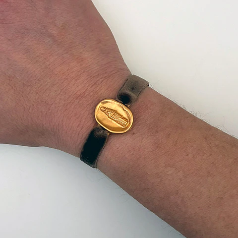 PULSERAS VELVET VIRGEN DE LOURDES | ENCHAPE ORO Y ENCHAPE PLATA