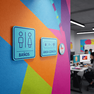 SEÑALÉTICA BAÑOS / ÁREAS COMUNES (20×10 cm)