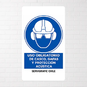 Señalética Uso Obligatorio de Casco, Gafas y Protección Auditiva