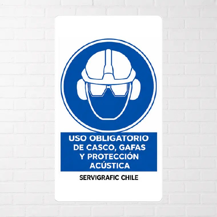 Señalética Uso Obligatorio de Casco, Gafas y Protección Auditiva 1