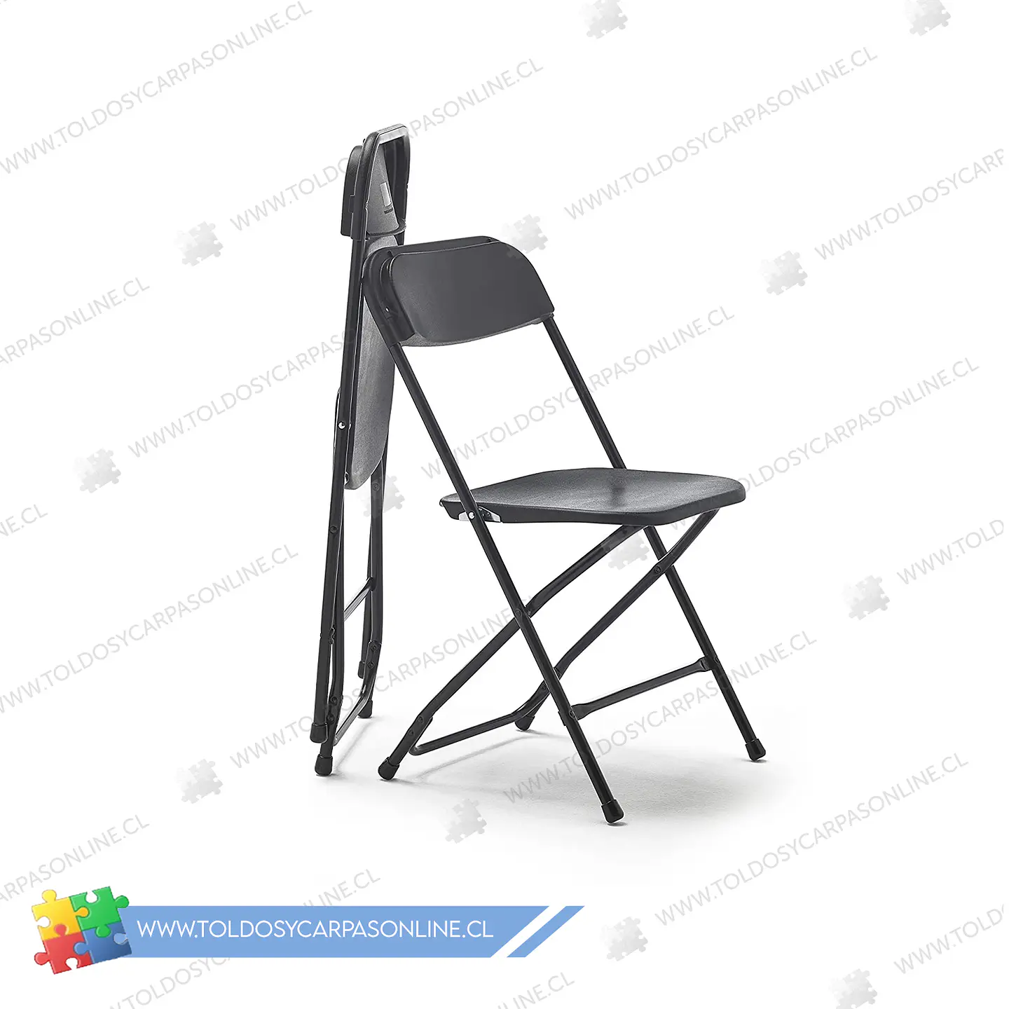 SILLA PLEGABLE COLOR NEGRO METALICA  1