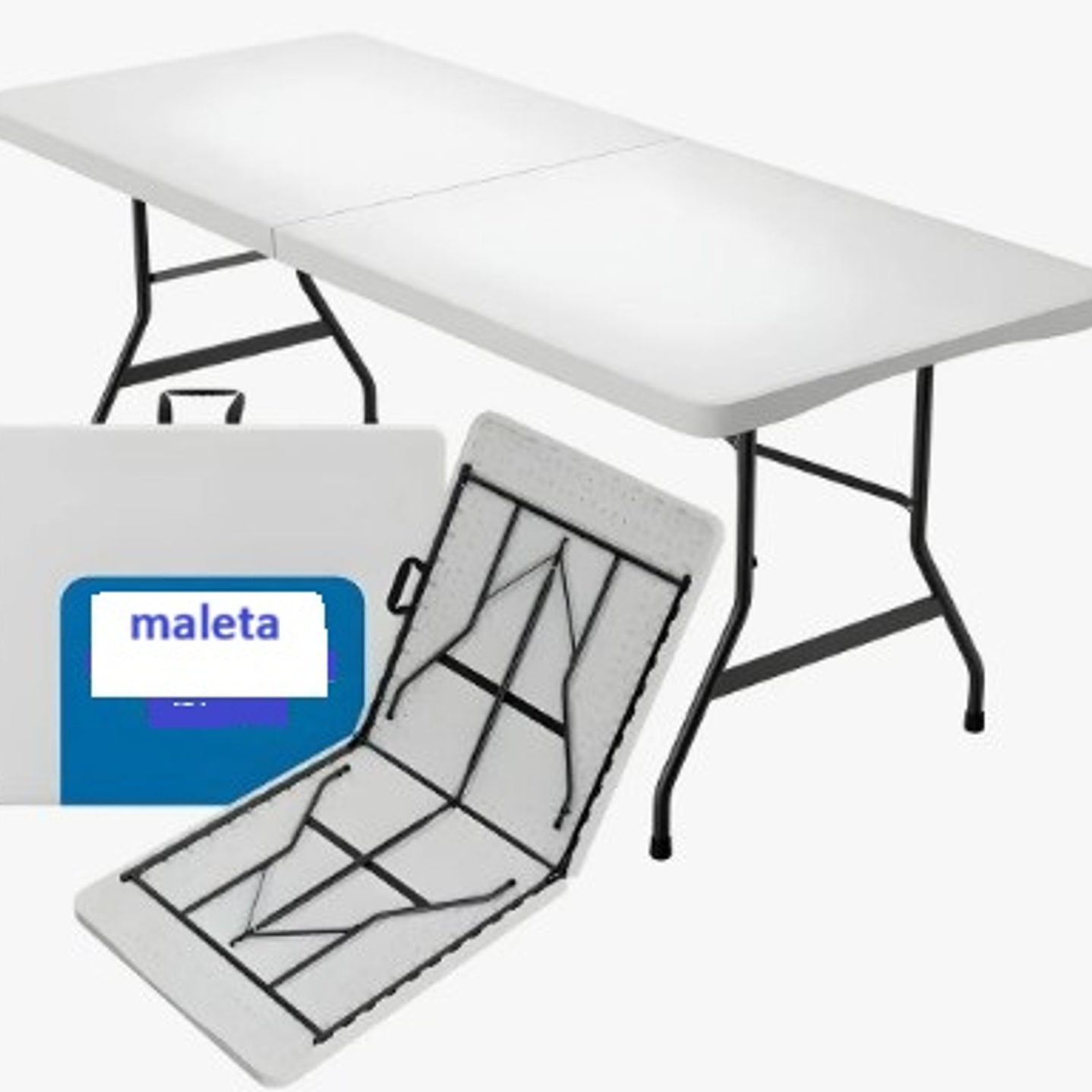 Mesa Maleta de 180x74x70 cm color blanco grisaseo 1