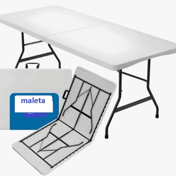 Mesa Maleta de 180x74x70 cm color blanco grisaseo 1