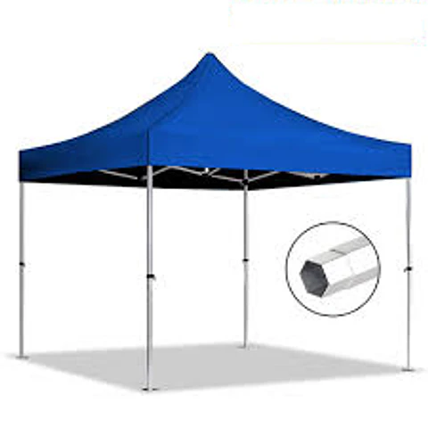 Toldo 3x3 Premium Fierro Negro HEX carpa Azul 6 UN  Valor unitario neto $63.992
