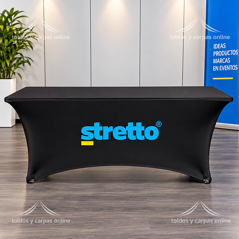 MESA MANTEL COLOR NERO DESPANDEX CON IMPRESION