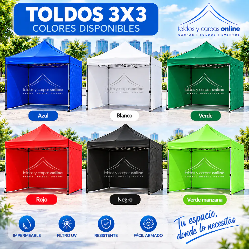 Toldo 3x3 Autoarmables con laterales incluidos 3