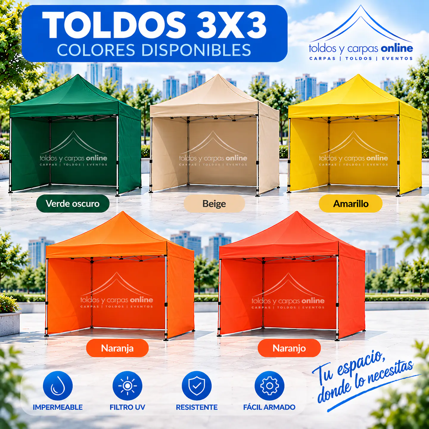 Toldo 3x3 Autoarmables con laterales incluidos 4
