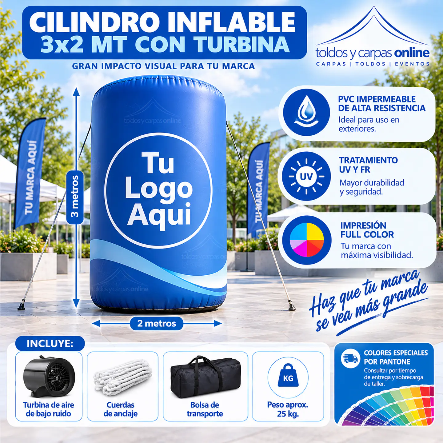 Cilindro 3x2 inflable con  turbina 2