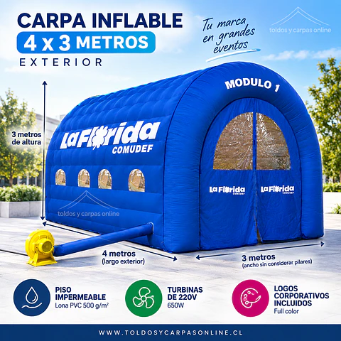 Carpa Inflable de 4x3 mt exterior Conexion Electrica