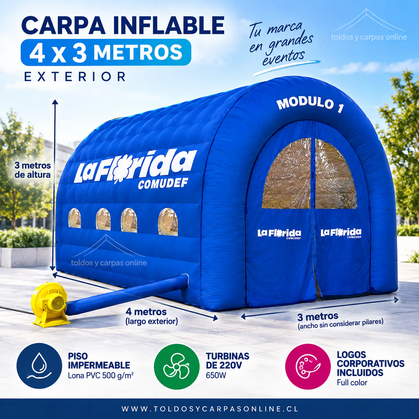 Carpa Inflable de 4x3 mt exterior Conexion Electrica 1