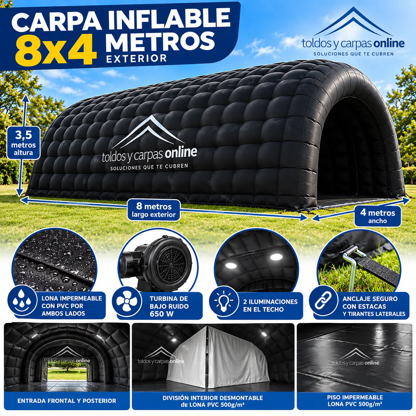 Carpa Inflable de 8x4 mt exterior  con Conexion Electrica 1