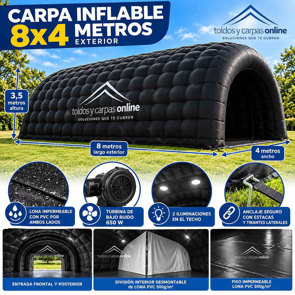 Carpa Inflable de 8x4 mt exterior  con Conexion Electrica 1