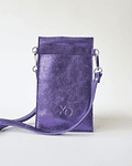 Mali Cartera Celular Cuero Morado Metalizado