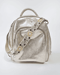 Marsella Mochila Cuero Dorado Strap Flores