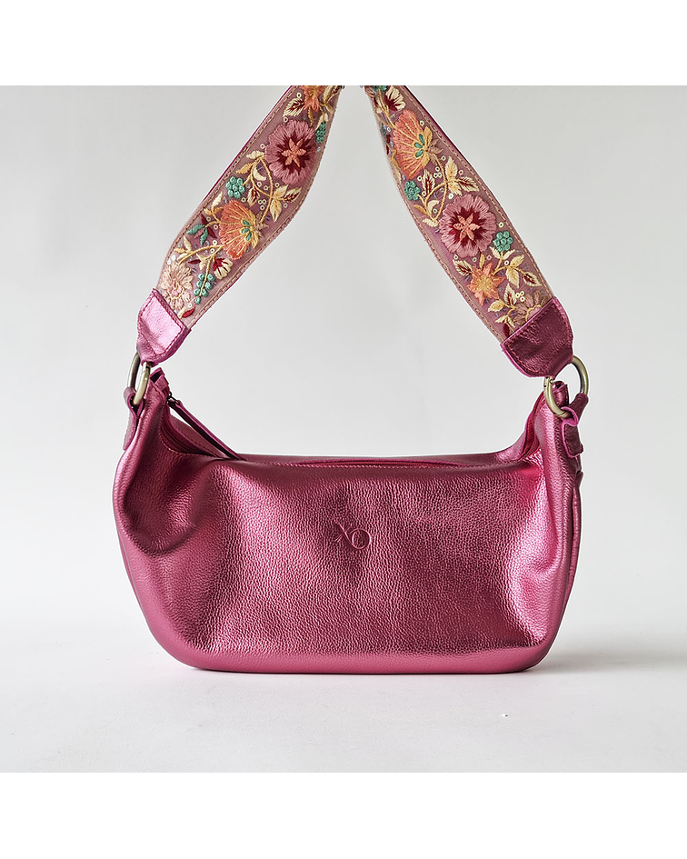 Zanzibar Cartera Hobo Cuero Fucsia Brillo