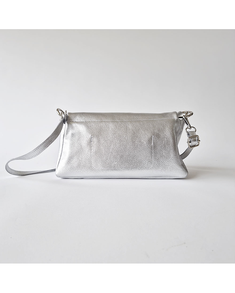 Milano Cartera Bandolera Cuero Plata Oscuro