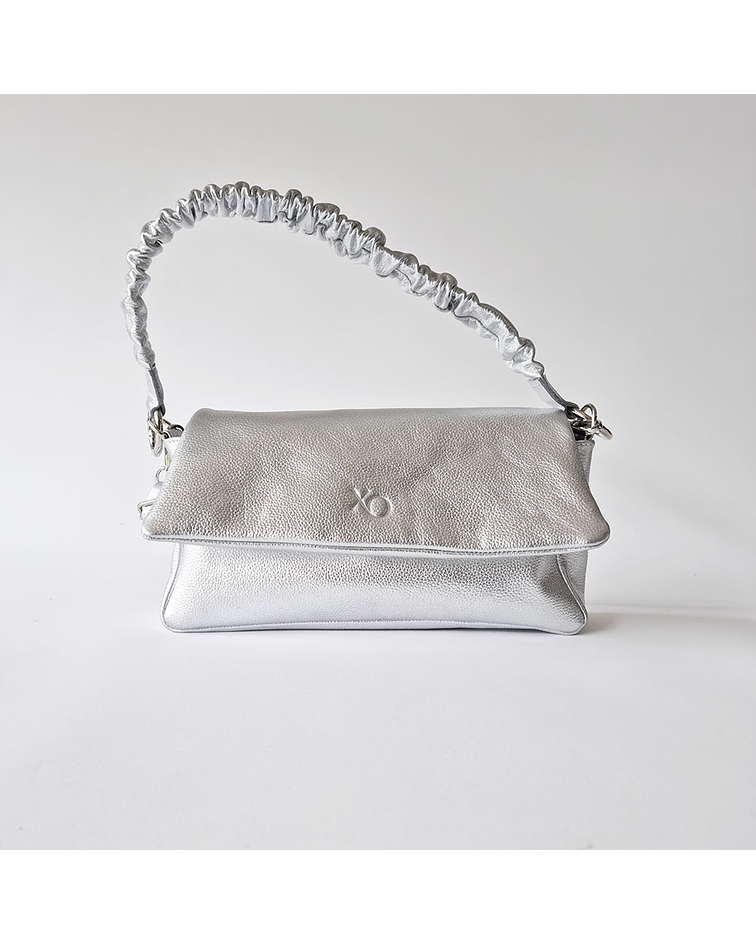 Milano Cartera Bandolera Cuero Plata Oscuro