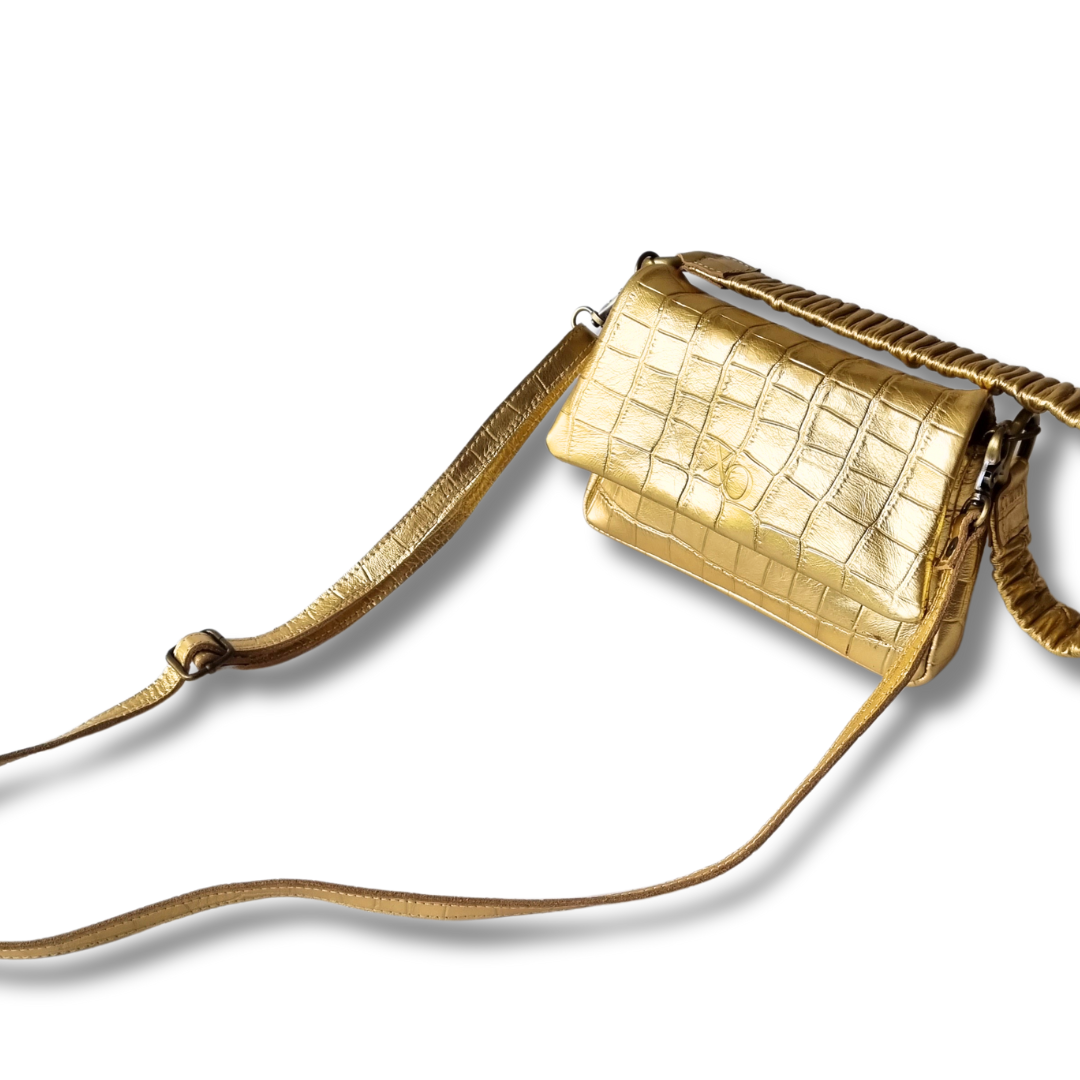 Mini Milano Cartera Hobo Cuero Oro