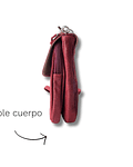 Turin Bandolera Compacta Cuero Rojo Brillo Forrada