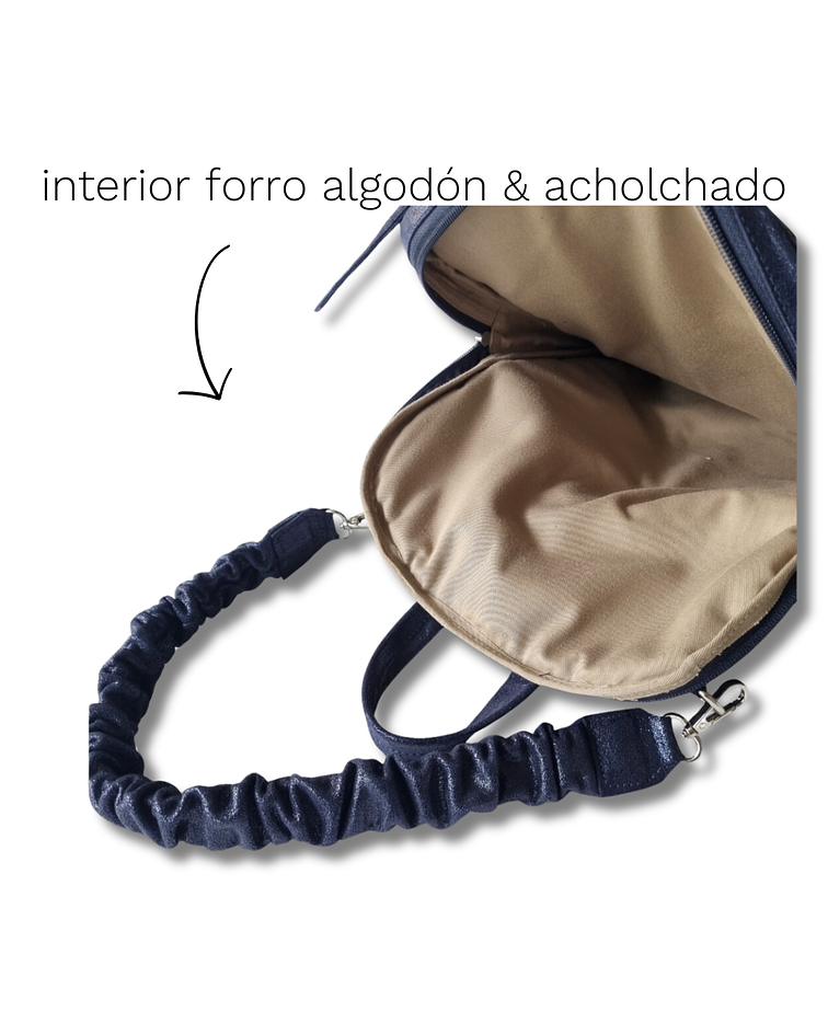 Estrasburgo Mochila Notebook Cuero Azul Acolchada Forrada