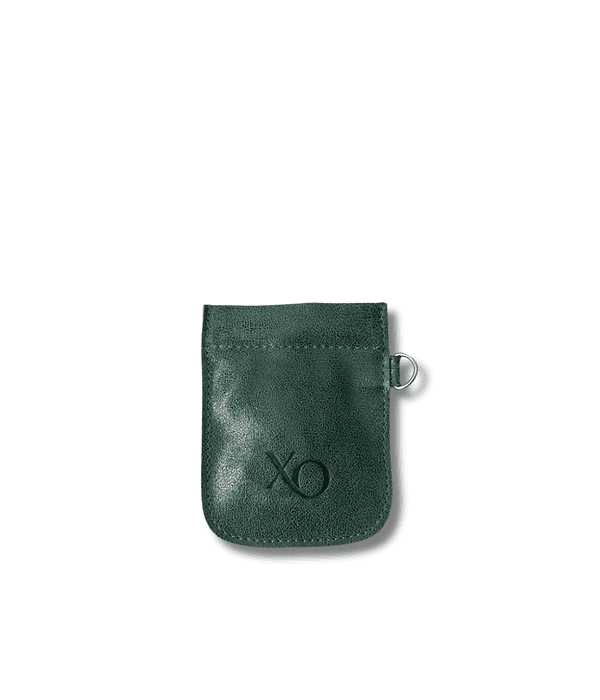 Estuche Monedero Cuero Clip Clap Verde