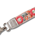 Strap Ajustable Largo Cuero Plata Bordados Naranjo