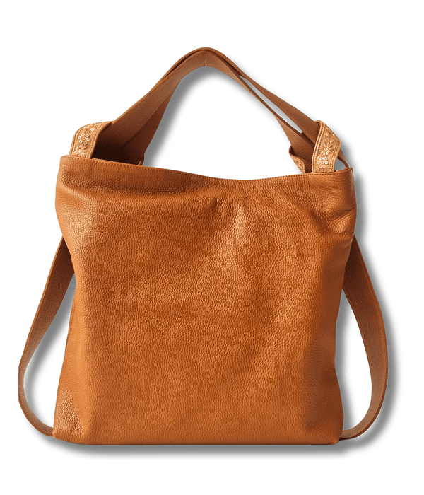 Marruecos Mochila Transformable Cartera Cuero Camel