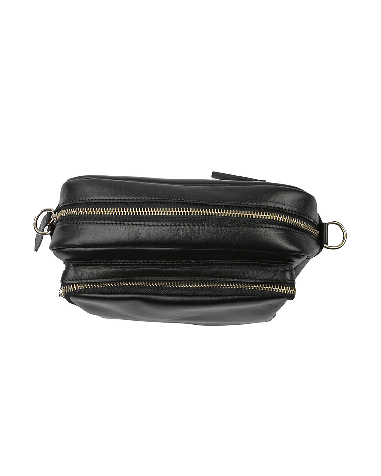 Ancud Bandolera Cuero Natural Negro