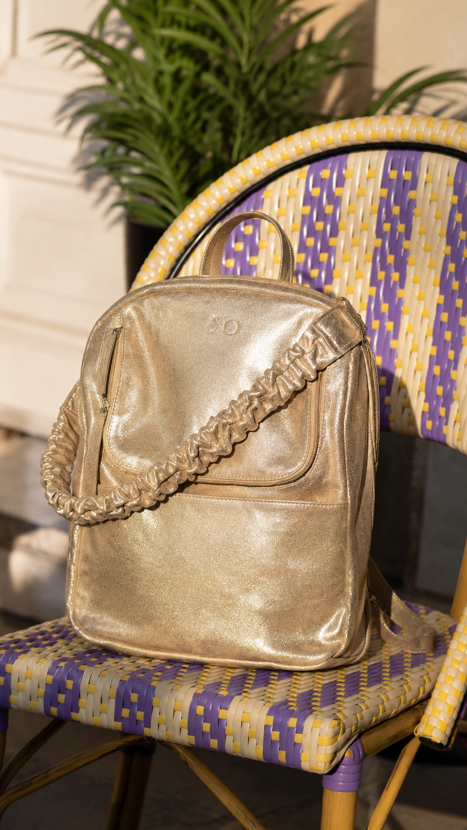 Estrasburgo Mochila Notebook Cuero Dorado Acolchada Forrada