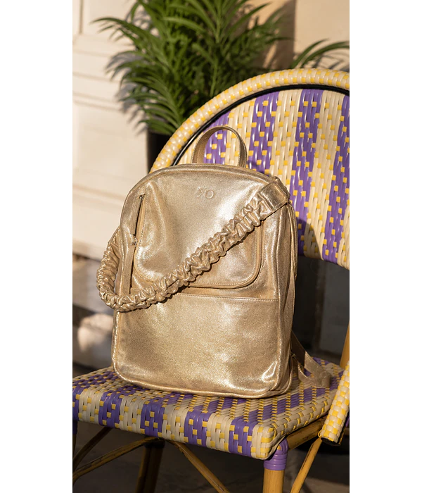 Estrasburgo Mochila Notebook Cuero Dorado Acolchada Forrada