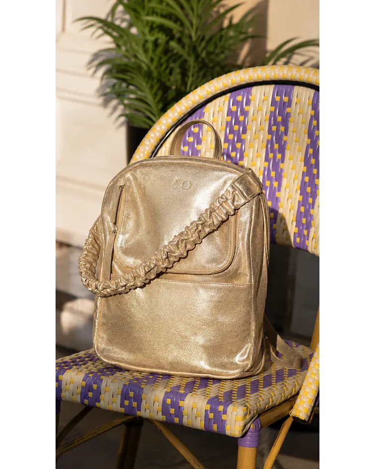 Estrasburgo Mochila Notebook Cuero Dorado Acolchada Forrada