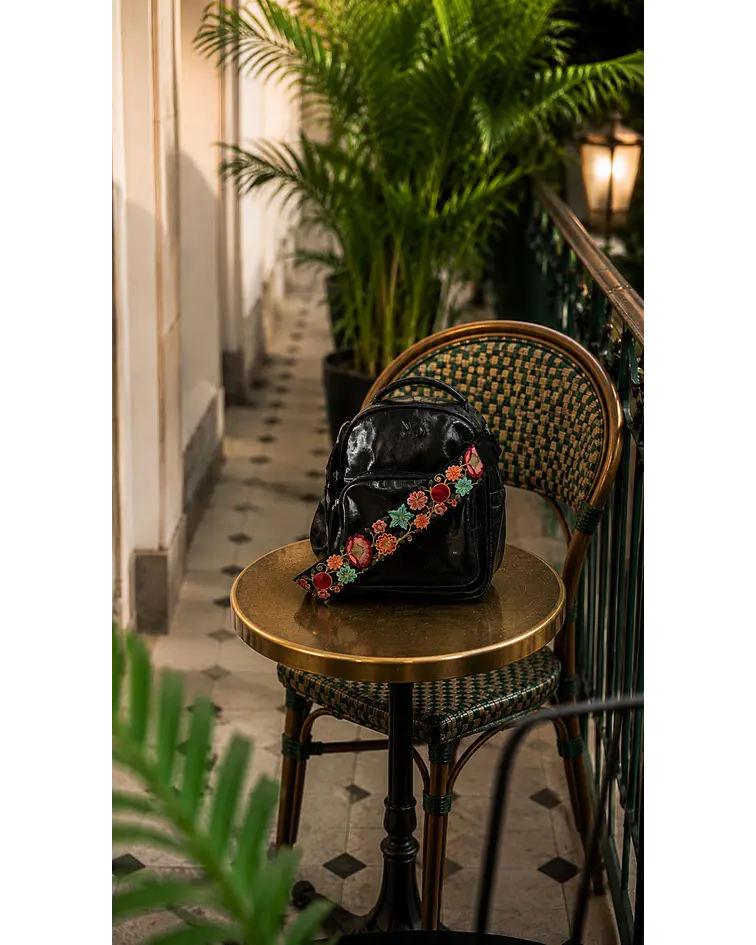 Mendoza Mochila Cuero Negro Forrada