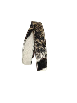 CINTURÓN PATCHWORK CUERO - PELO VACA TONOS NEGRO. (TALLA L) 1