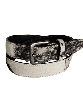 CINTURÓN PATCHWORK CUERO - PELO VACA TONOS NEGRO. (TALLA L) 1