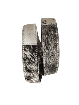 CINTURÓN PATCHWORK DE CUERO - PELO DE VACA TONOS NEGRO (TALLA L) 2