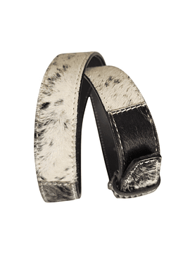 CINTURÓN PATCHWORK DE CUERO - PELO DE VACA TONOS NEGRO (TALLA M) 1
