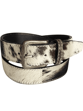 CINTURÓN PATCHWORK DE CUERO - PELO DE VACA TONOS NEGRO (TALLA M) 3