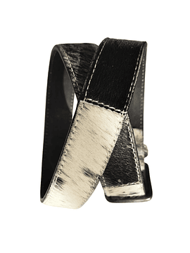 CINTURÓN PATCHWORK DE CUERO - PELO DE VACA TONOS NEGRO (TALLA M) 3