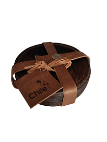 SET POSA VASOS DE CUERO - PELO DE VACA.